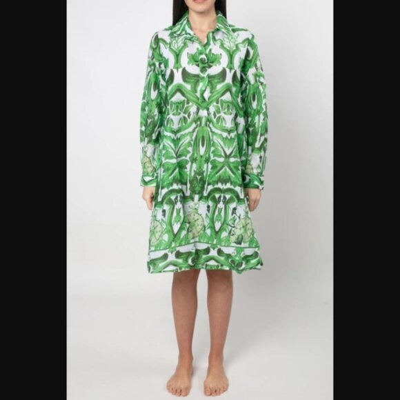 Antica Sartoria Beach Shirt Dress Button Front Cover Up Resort Wear NWT Sz L - Picture 1 of 4